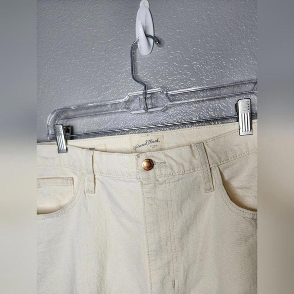 Universal Thread Y2K Cream Distressed Straight Leg Jeans Women's 14/32R Raw Hem - Picture 4 of 7